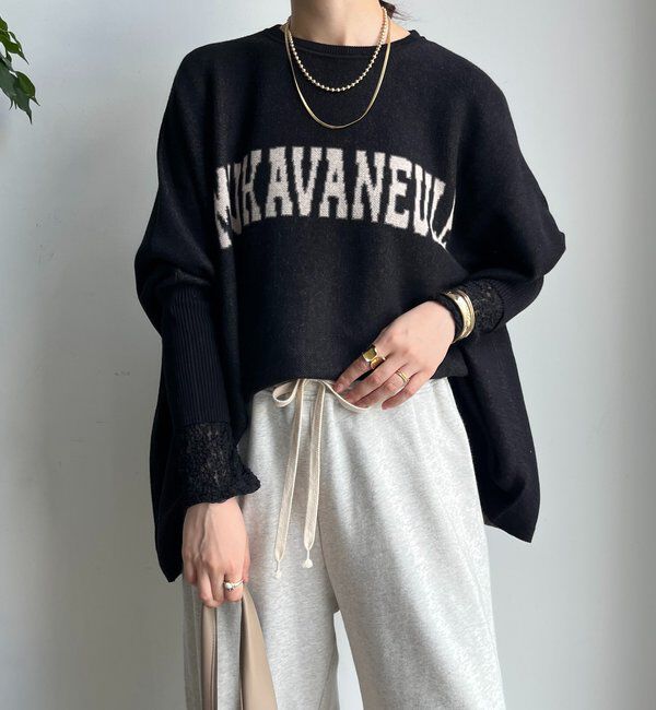  「インターシャロゴポンチョニット」|ニット・セーター|