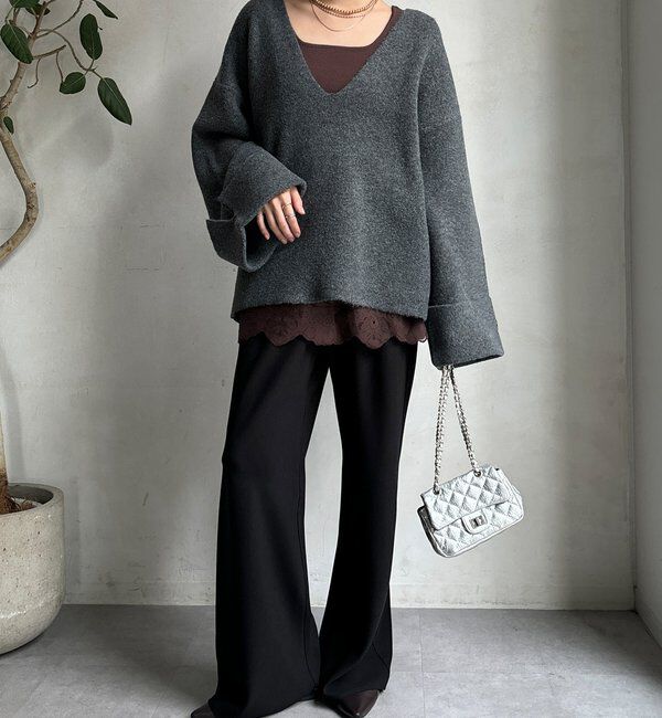  「【WEB限定】深Vワイドスリーブプルオーバー」|ニット・セーター|
