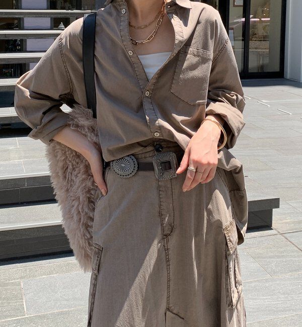  「リヨセルピグメントビッグシャツ」|シャツ・ブラウス|ブラウン