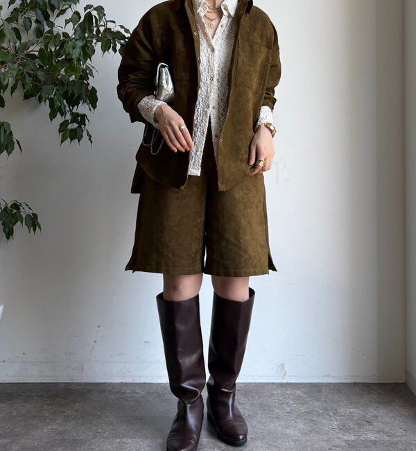  「【セットアップ対応】フェイクスエードショートパンツ」|チノ|