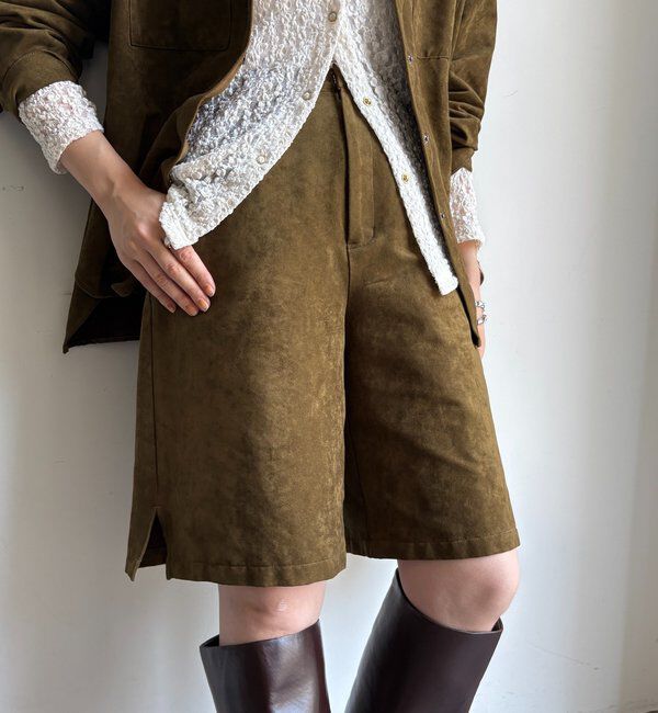  「【セットアップ対応】フェイクスエードショートパンツ」|チノ|