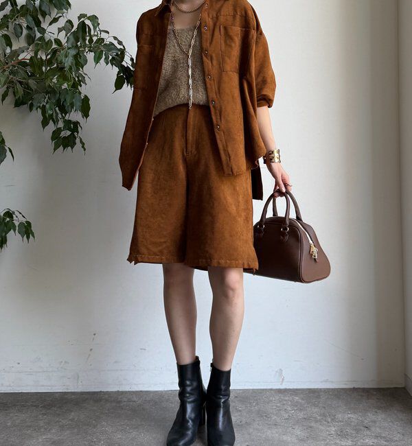  「【セットアップ対応】フェイクスエードショートパンツ」|チノ|