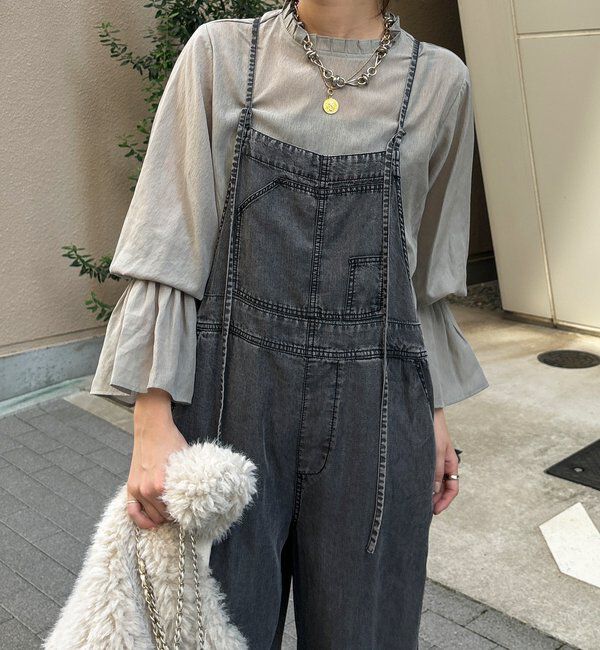  「プリーツ襟袖フレアブラウス」|シャツ・ブラウス|グレー