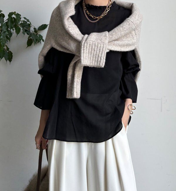  「プリーツ襟袖フレアブラウス」|シャツ・ブラウス|