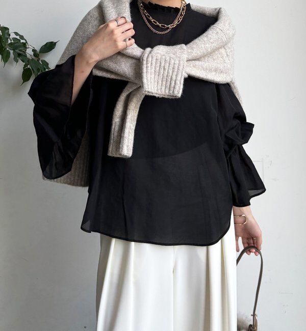  「プリーツ襟袖フレアブラウス」|シャツ・ブラウス|