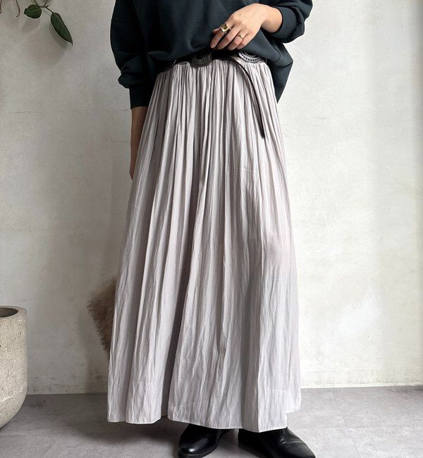  「ウエストリブギャザースカート」|スカート|グレージュ