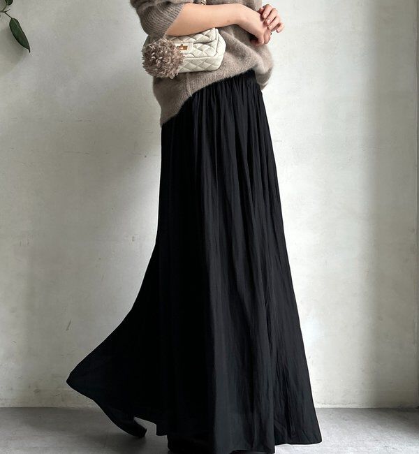  「ウエストリブギャザースカート」|スカート|ブラック