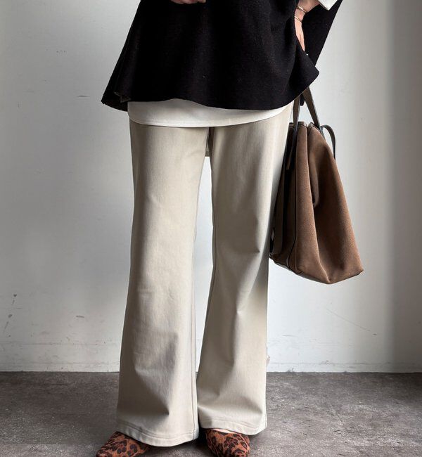  「裏起毛セミフレアイージーパンツ」|チノ|ライトベージュ