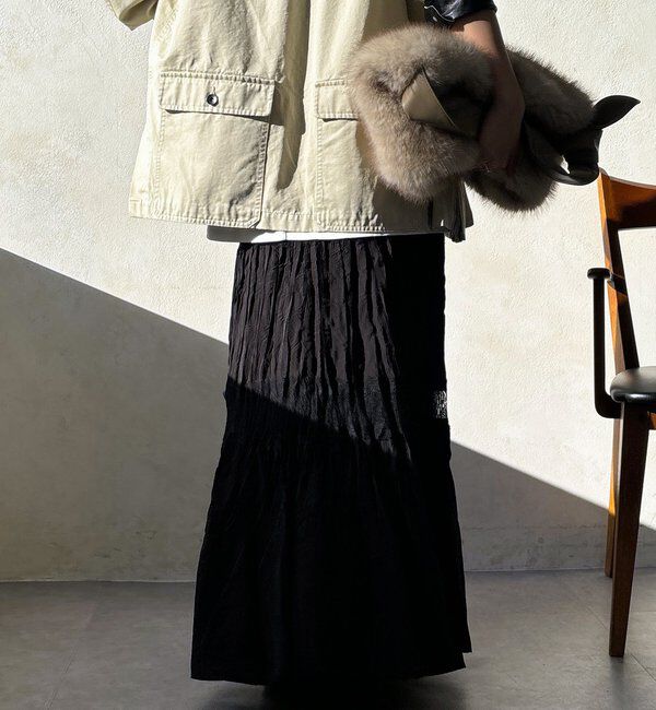  「レース切替ワッシャースカート」|スカート|