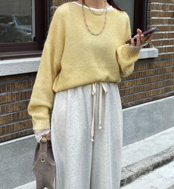  「モヘヤメランジプルオーバー」|ニット・セーター|イエロー