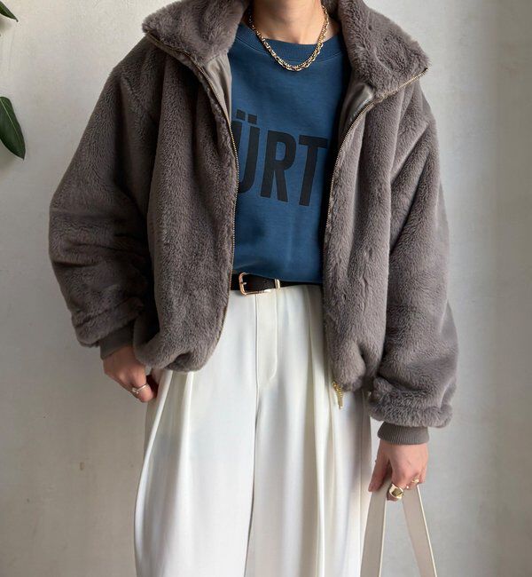  「【WEB限定】フェイクミンクスタンドファーブルゾン」|その他|グレー