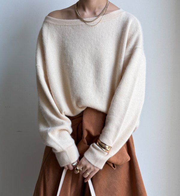  「ファーウールボートネックプルオーバー」|ニット・セーター|