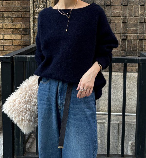  「ファーウールボートネックプルオーバー」|ニット・セーター|