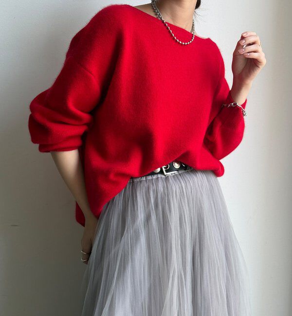  「ファーウールボートネックプルオーバー」|ニット・セーター|