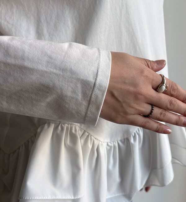  「裾異素材切替フリルカットソー」|Tシャツ・カットソー|