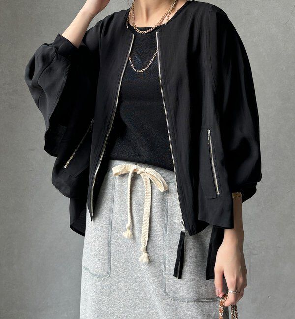  「【WEB限定】バックギャザーフリルブルゾン」|ブルゾン・スタジャン|ブラック