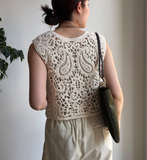  「クロッシェ編みニットベスト」|ニット・セーター|