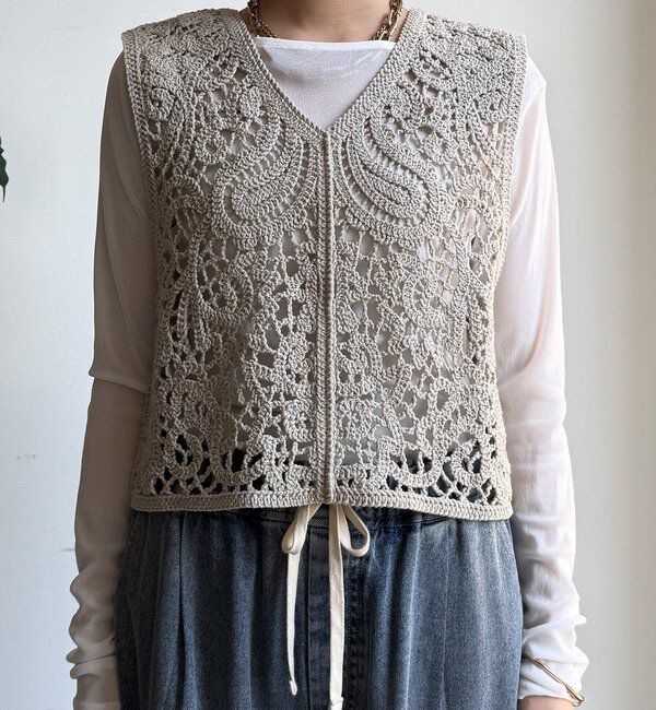  「クロッシェ編みニットベスト」|ニット・セーター|