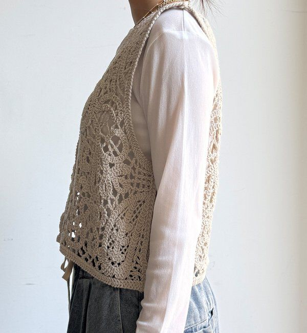  「クロッシェ編みニットベスト」|ニット・セーター|