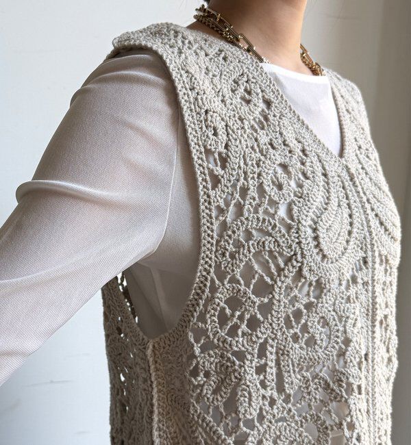  「クロッシェ編みニットベスト」|ニット・セーター|