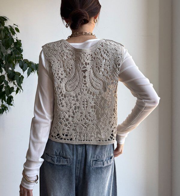 「クロッシェ編みニットベスト」|ニット・セーター|
