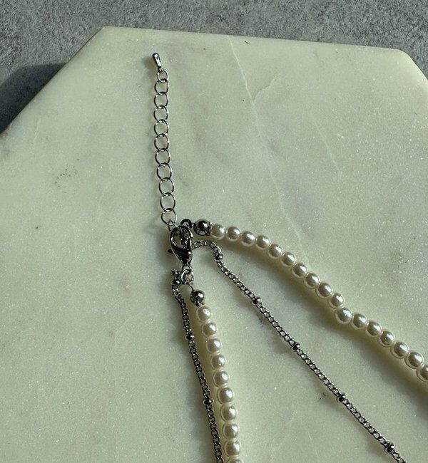  「パール&times;メタルプレートレイヤードネックレス」|ネックレス|