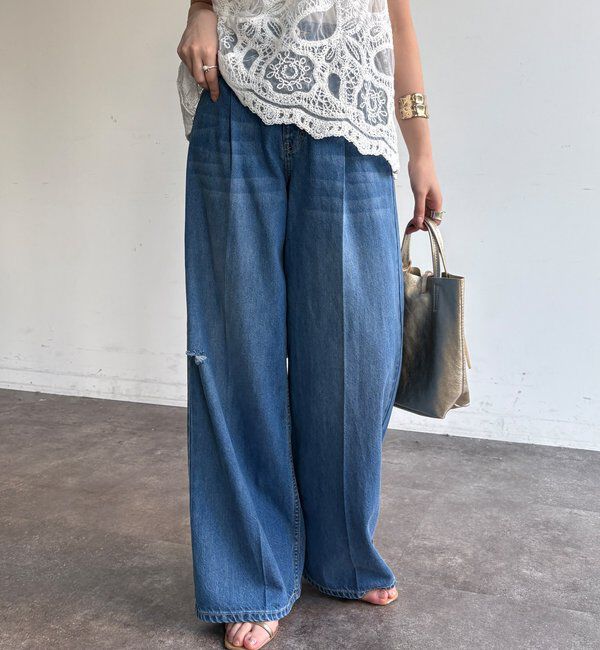  「ダメージワイドデニム」|デニム|