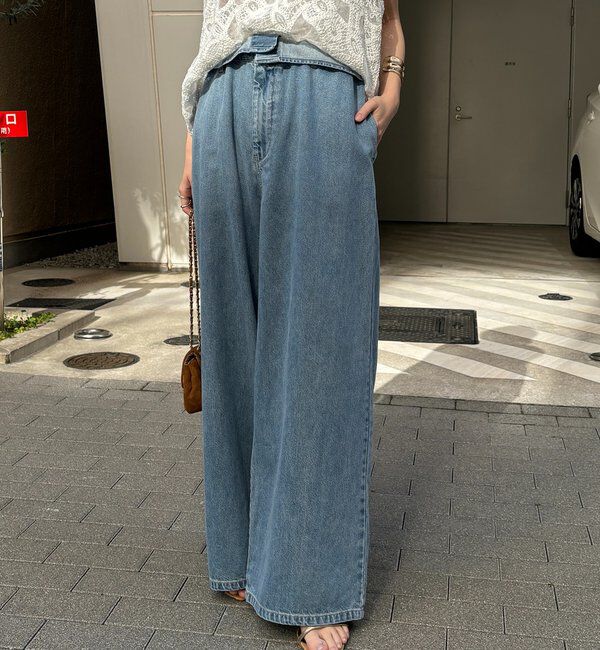  「ウエスト折り返しギャザーデニム」|デニム|