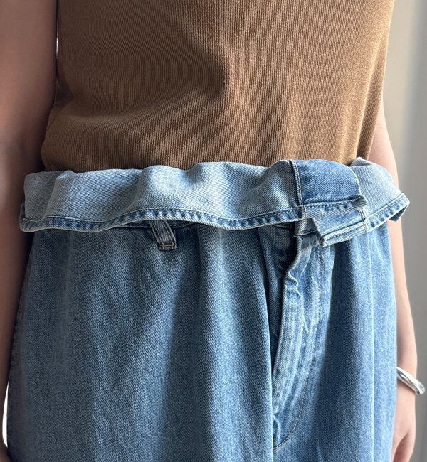  「ウエスト折り返しギャザーデニム」|デニム|