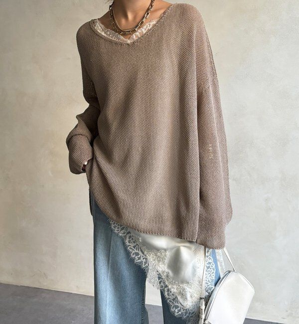  「前後2WAY鹿の子編みプルオーバー」|ニット・セーター|