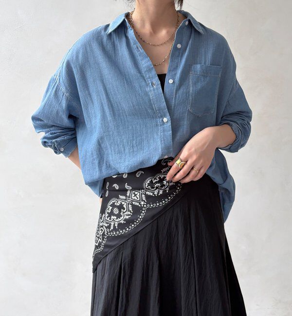  「【WEB限定】コットンボイルシアーデニムシャツ」|シャツ・ブラウス|