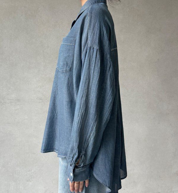  「【WEB限定】コットンボイルシアーデニムシャツ」|シャツ・ブラウス|