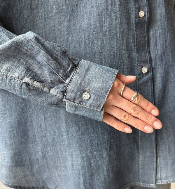  「【WEB限定】コットンボイルシアーデニムシャツ」|シャツ・ブラウス|