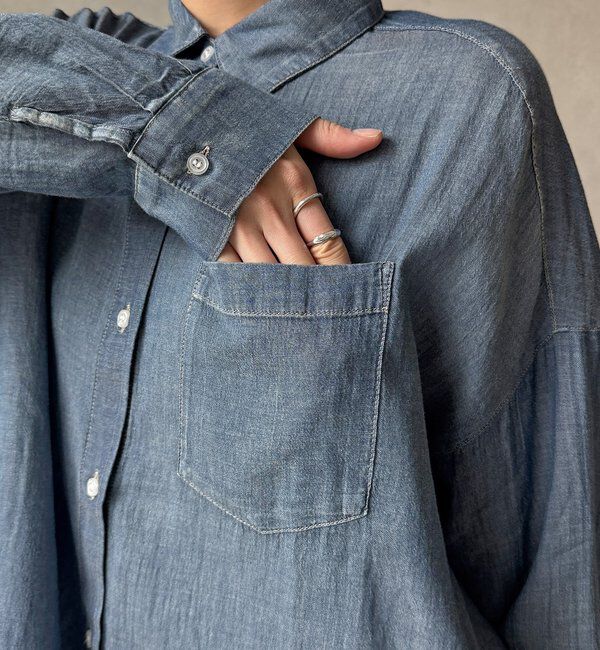  「【WEB限定】コットンボイルシアーデニムシャツ」|シャツ・ブラウス|