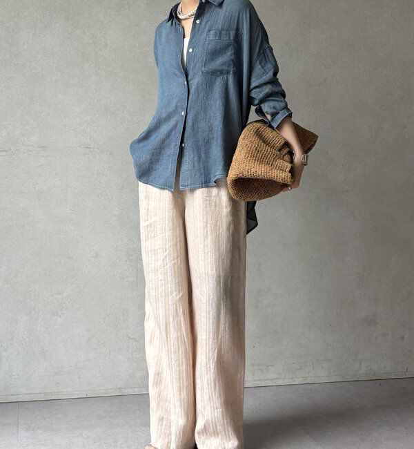  「【WEB限定】コットンボイルシアーデニムシャツ」|シャツ・ブラウス|