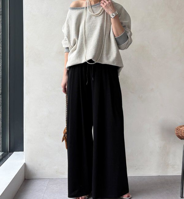  「【セットアップ可能】タックイージーワイドパンツ」|チノ|