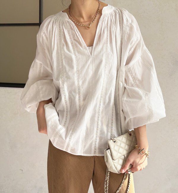  「インドレーススキッパーブラウス」|シャツ・ブラウス|