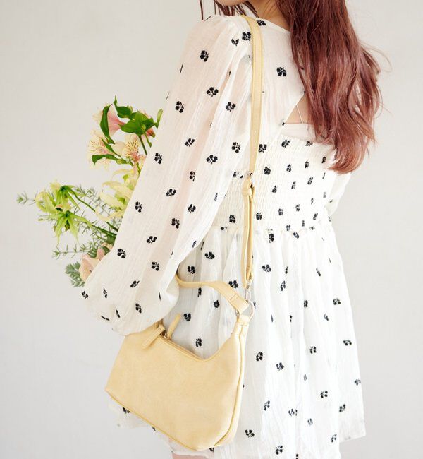  「フラワーステッチミニワンピース」|ワンピース|アイボリー