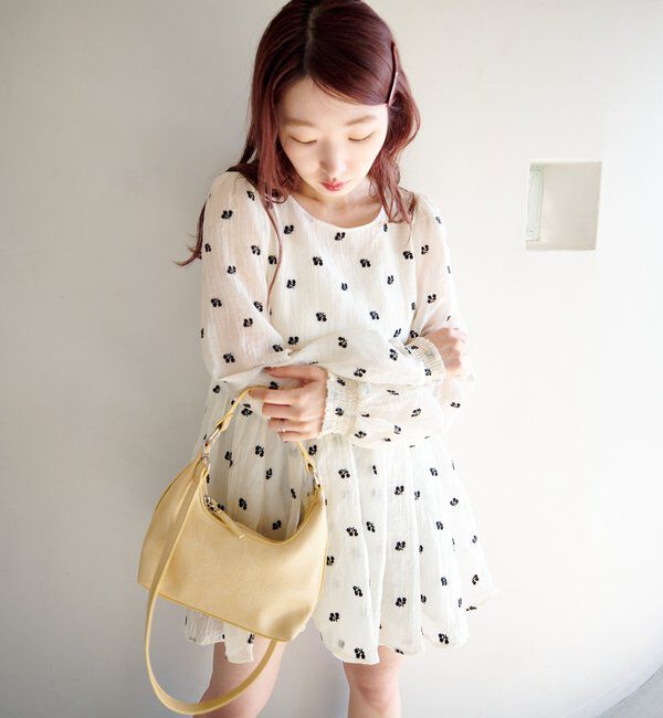  「フラワーステッチミニワンピース」|ワンピース|