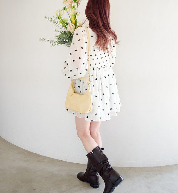  「フラワーステッチミニワンピース」|ワンピース|