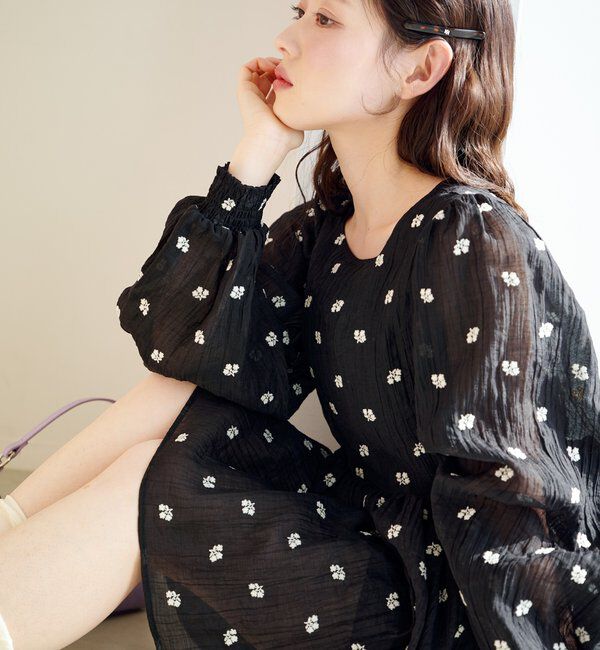  「フラワーステッチミニワンピース」|ワンピース|