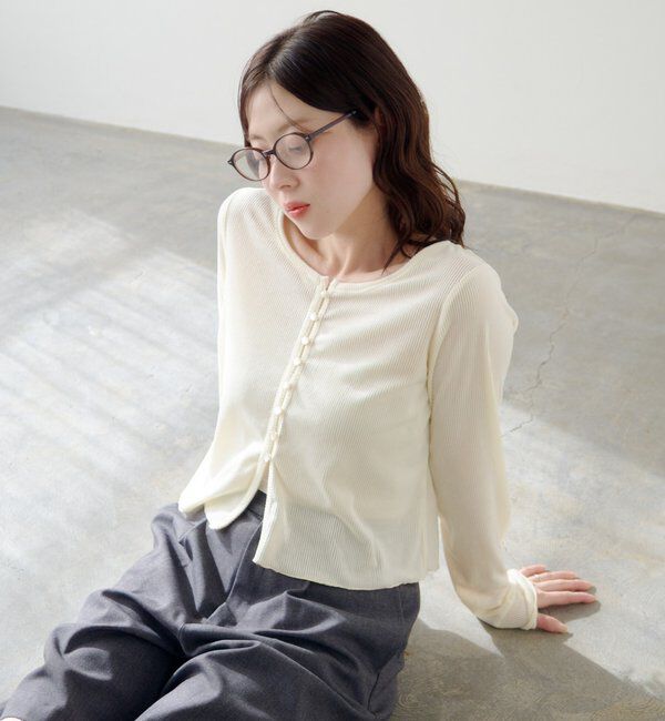  「カットベロアボタンカーディガン」|Tシャツ・カットソー|アイボリー