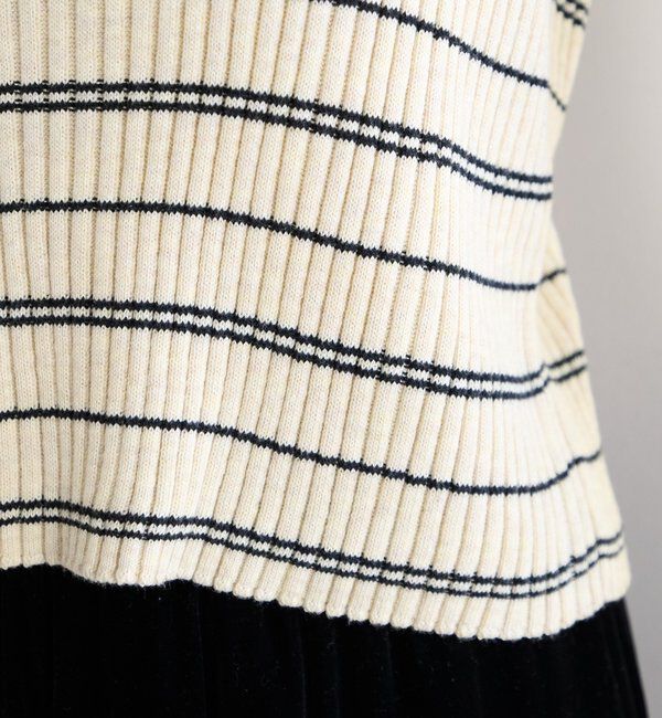  「【ボーダー＆無地】フレアスリーブリブニット」|ニット・セーター|