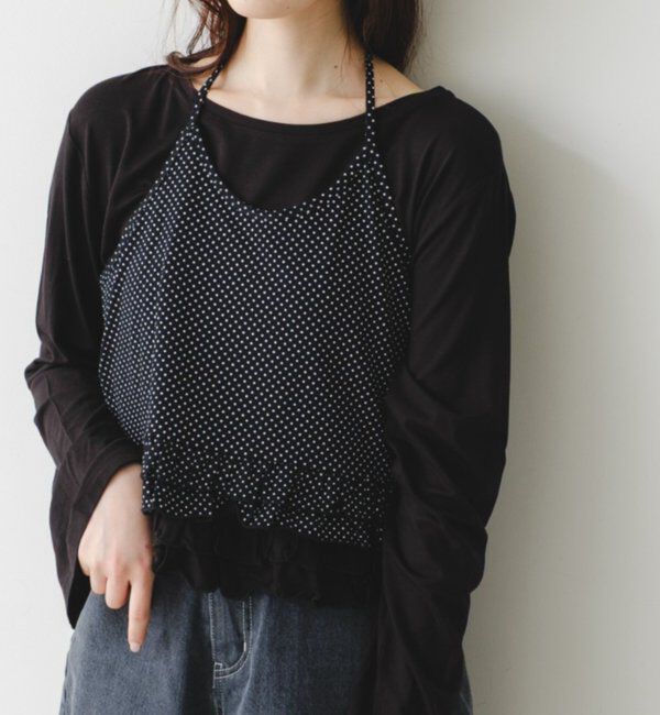  「ドットフリルキャミSET」|Tシャツ・カットソー|ブラック