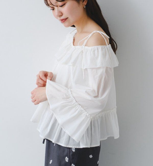  「バタフライフリルブラウス」|シャツ・ブラウス|ホワイト