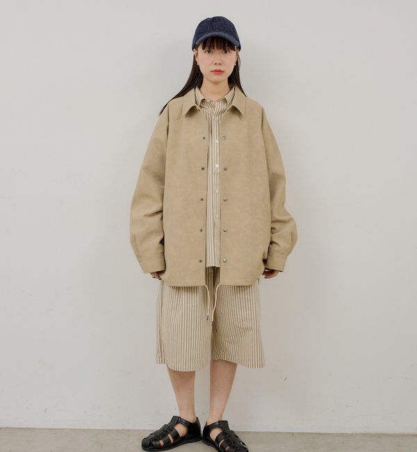  「【WHIMSIC/2サイズ展開】ヴィーガンレザーコーチジャケット」|ブルゾン・スタジャン|