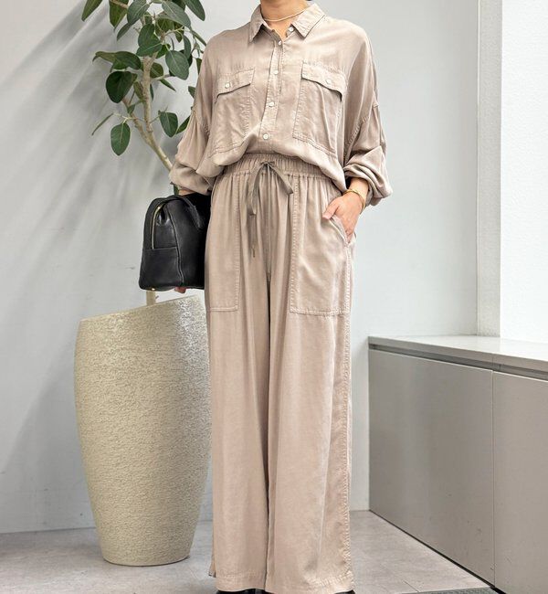  「【セットアップ可能】ガーメントダイワイドパンツ」|チノ|