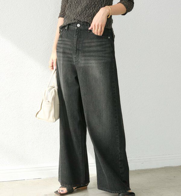  「【新色登場】【MONN.:. （モン）】ワイドレッグデニム」|デニム|ブラック