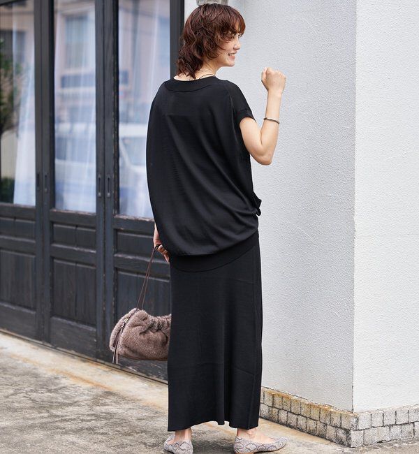  「【ひんやりタッチ/セットアップ対応可】レーヨン混ナローフレアスカート」|スカート|