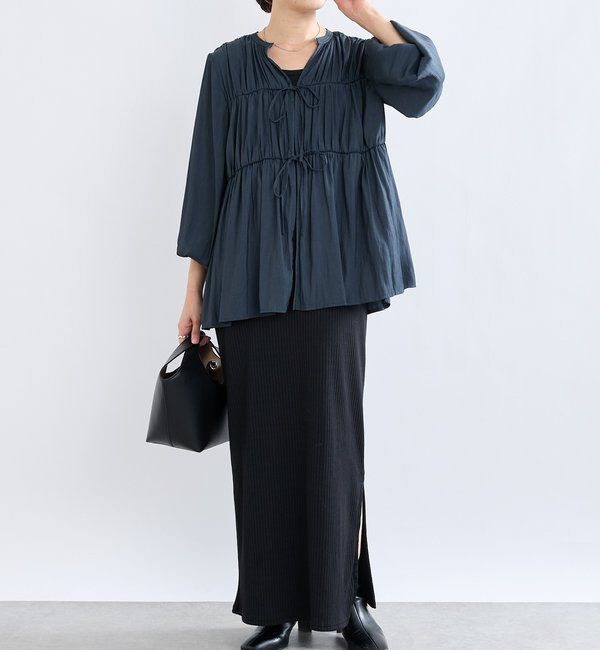  「【2WAY仕様】ギャザーストリングツイルブラウス」|シャツ・ブラウス|